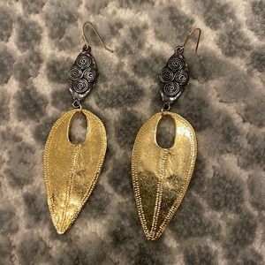 Gold and silver long earrings